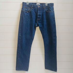Taylor Stitch Slim Fit Button Fly Men's Size 36x29 Jeans Blue Straight White Oak